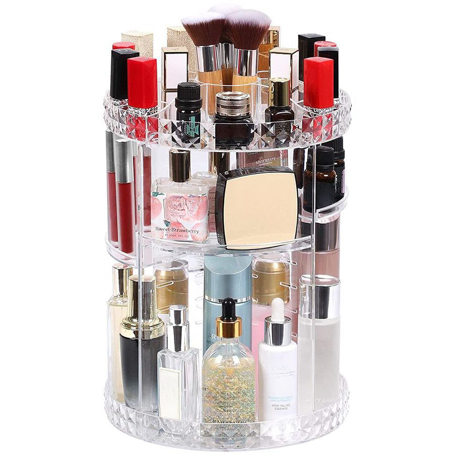 360° Rotating Crystal Makeup Organizer