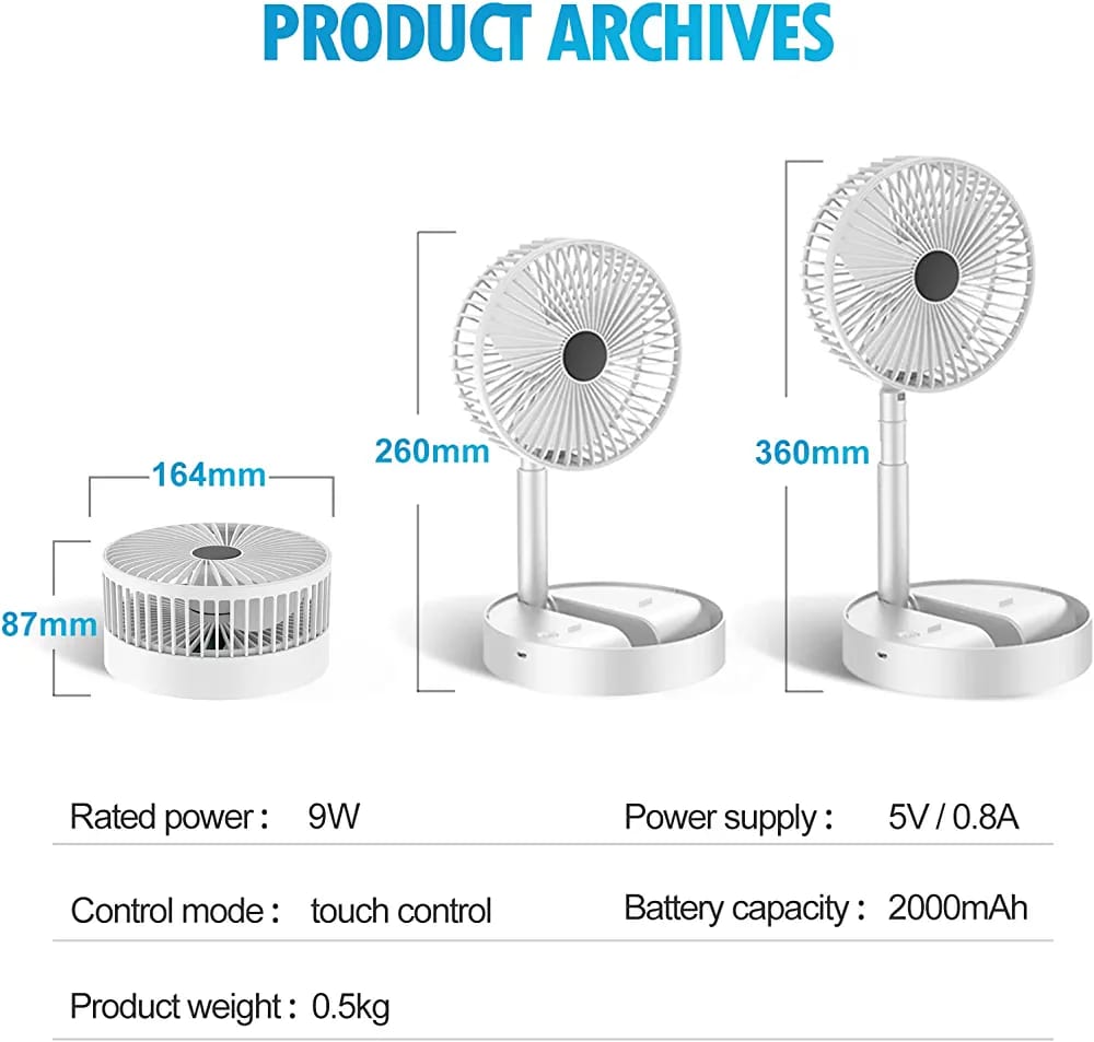 Imported Portable Rechargeable Folding Fan