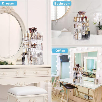 360° Rotating Crystal Makeup Organizer