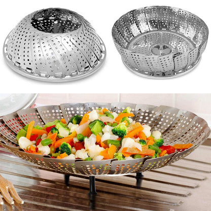 Foldable & Adjustable Stainless Steel Steamer Cooking Basket